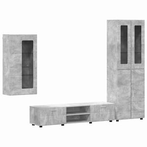 vidaXL Ensemble meuble TV FLORIN 3 pc Gris b&eacute;ton Bois d'ing&eacute;nierie