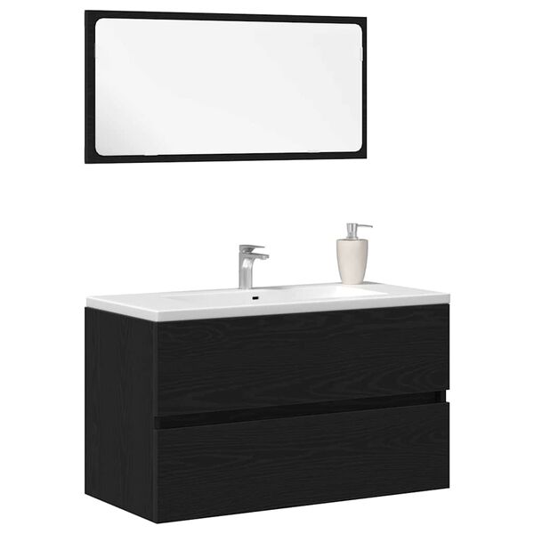 vidaXL Ensemble de mobilier de salle de bain 2 pcs Ch&ecirc;ne noir