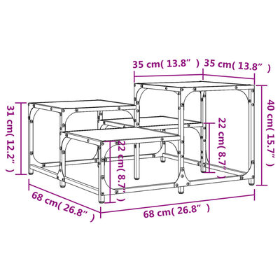 vidaXL Table basse chêne fumé 68x68x40 cm bois d'ingénierie