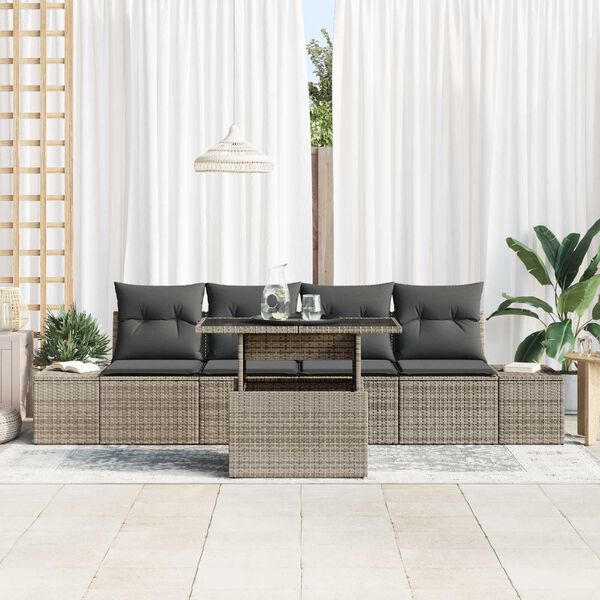 vidaXL Ensemble de Canap&eacute;s avec coussin 5 pcs Gris polyrotin