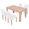 vidaXL Table et chaises 5 pcs Cuir synth&eacute;tique Ch&ecirc;ne Couleur cr&egrave;me