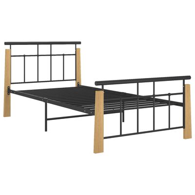 vidaXL Cadre de lit sans matelas métal bois de chêne massif 100x200 cm