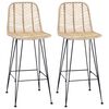 vidaXL Chaise de bar 2 pc Naturel 44 x 52 x 111 cm Rotin et m&eacute;tal