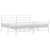 vidaXL Cadre de lit m&eacute;tal sans matelas et pied de lit blanc 193x203 cm