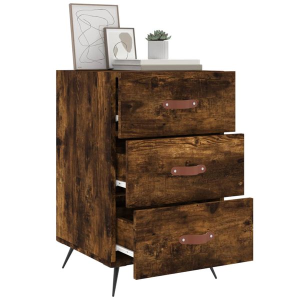 vidaXL Table de chevet ch&ecirc;ne fum&eacute; 40x40x66 cm bois d'ing&eacute;nierie