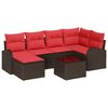 vidaXL Ensemble de Canap&eacute;s 7 pcs Marron et rouge polyrotin