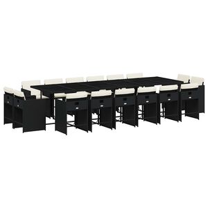 vidaXL Ensemble &agrave; manger de jardin 17 pcs coussins noir r&eacute;sine tress&eacute;e