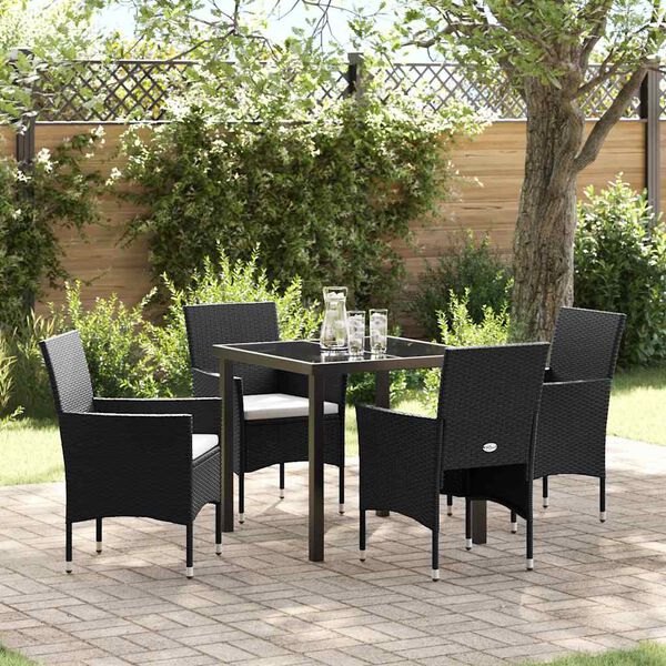 vidaXL Ensemble de salle &agrave; manger pour jardin 5 pcs Noir polyrotin