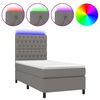 vidaXL Sommier &agrave; lattes de lit avec matelas et LED Gris fonc&eacute; 90x200cm