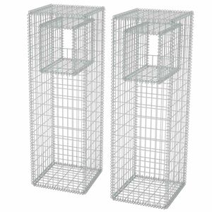 vidaXL Jardini&egrave;re/Poteau de panier de gabion 2 pcs Acier 50x50x160 cm