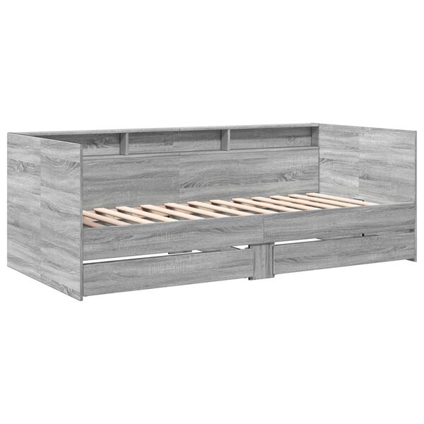 vidaXL Lit de jour avec tiroirs sans matelas sonoma gris 90x200 cm
