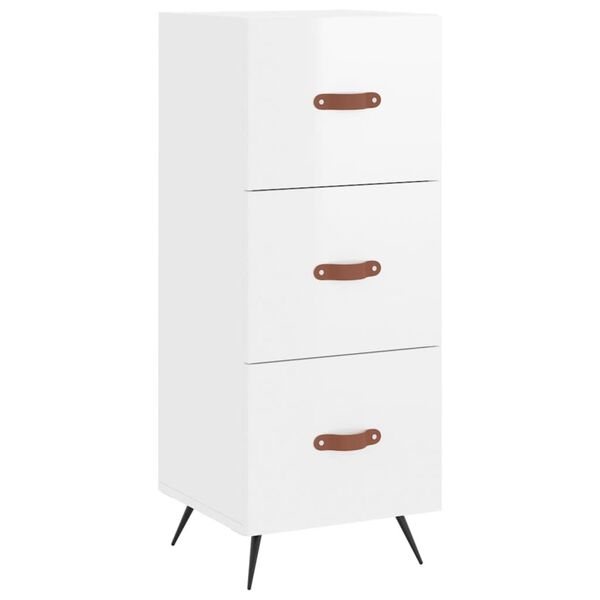 vidaXL Buffet Blanc brillant 34,5x34x90 cm Bois d'ing&eacute;nierie