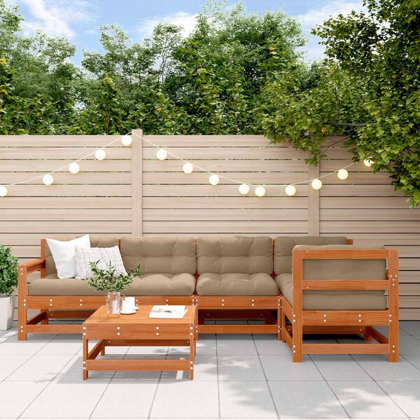 vidaXL Ensemble de salon de jardin 6 pcs Brun Cir&eacute; Pin massif