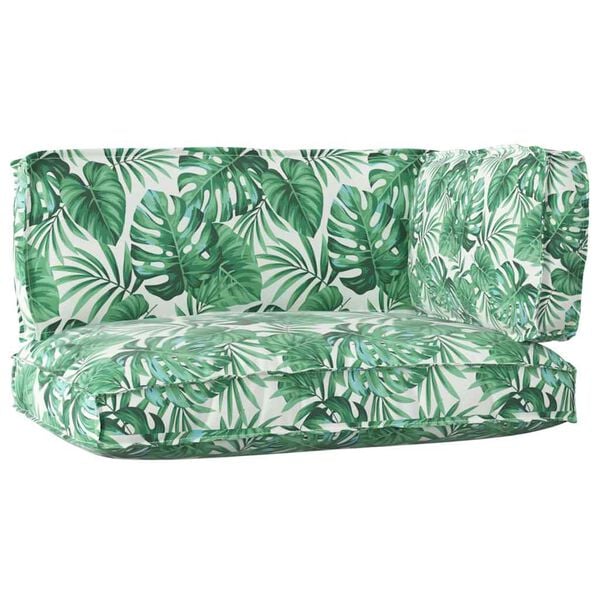 vidaXL Set de coussins de palette Floral 3 pcs Motif Feuille Verte