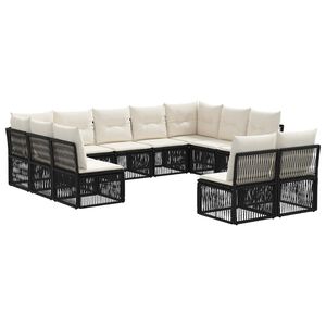 vidaXL Ensemble de canap&eacute; de jardin 11 pcs Noir polyrotin