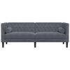 vidaXL Canapé Chesterfield avec traversins 3 places gris foncé velours