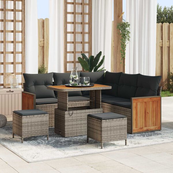vidaXL Ensemble de canap&eacute; de jardin avec coussin 8 pcs Gris