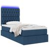 vidaXL Lit avec rangement et LED avec LED Bleu 90 x 200 cm Polyester