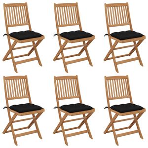 vidaXL Chaises pliantes 6 pi&egrave;ces avec coussins en bois d'acacia massif