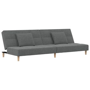 vidaXL Canap&eacute;-lit &agrave; 2 places avec deux oreillers Gris fonc&eacute; Tissu