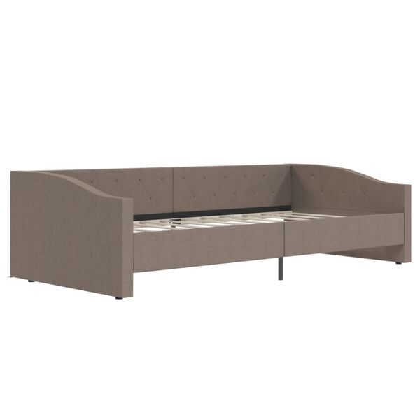 vidaXL Lit avec matelas et USB Taupe Tissu 90x200 cm