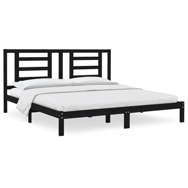 vidaXL Cadre de lit sans matelas noir 200x200 cm bois massif de pin
