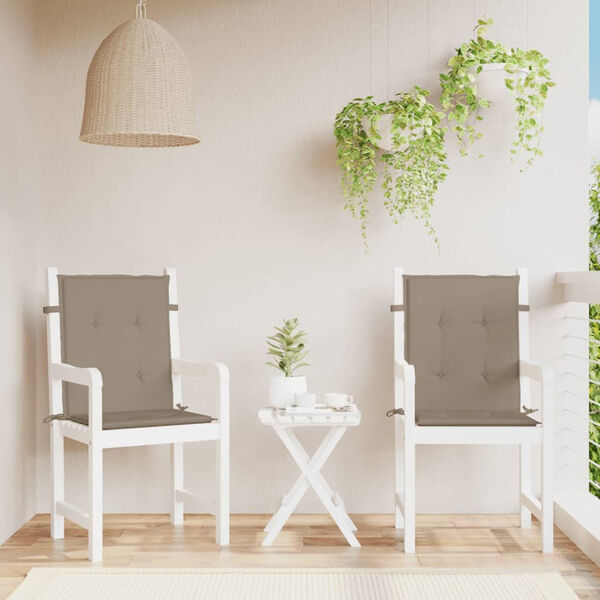 vidaXL Coussins de chaise de jardin &agrave; dossier bas lot de 2 taupe