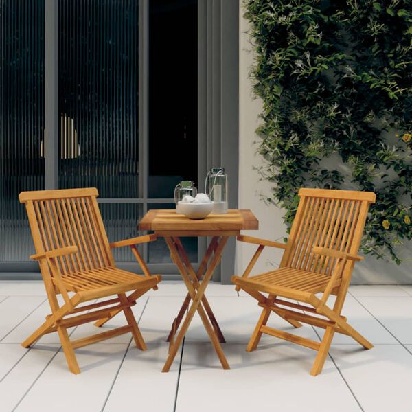 vidaXL Ensemble &agrave; manger de jardin 3 pcs Bois de teck massif
