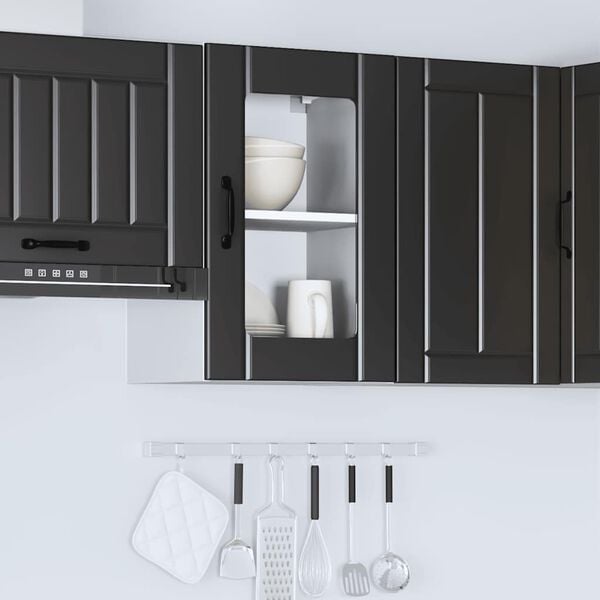 vidaXL Armoire murale de cuisine avec porte en verre Lucca noir