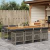 vidaXL Ensemble &agrave; manger de jardin 9 pcs coussins gris r&eacute;sine tress&eacute;e