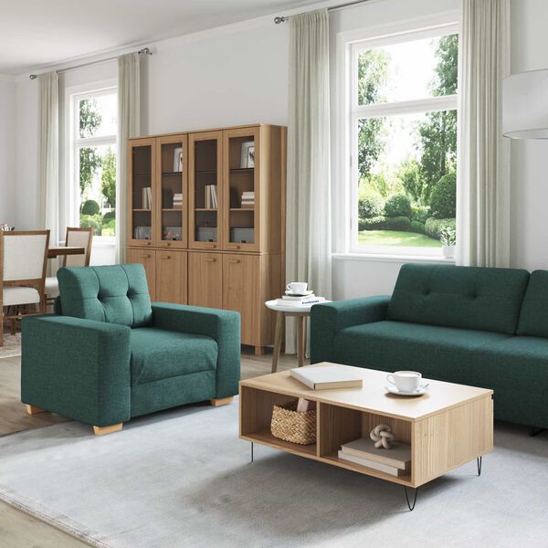 vidaXL Canap&eacute; 3 pcs Vert fonc&eacute; 221 x 80 x 80 cm Tissu en lin m&eacute;lang&eacute;