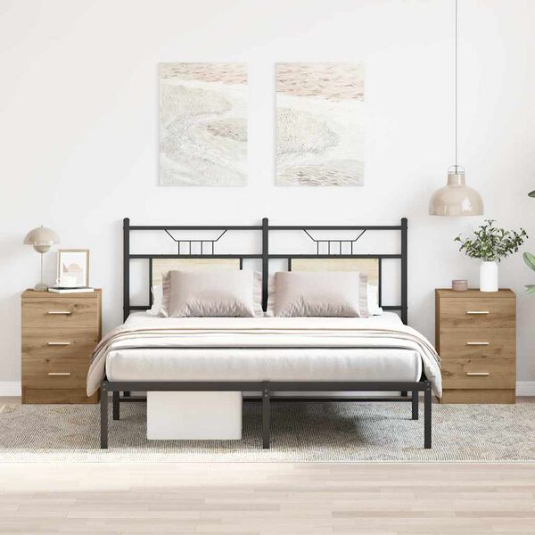 vidaXL Tables de chevet 2 pcs ch&ecirc;ne artisanal 38x35x55 cm