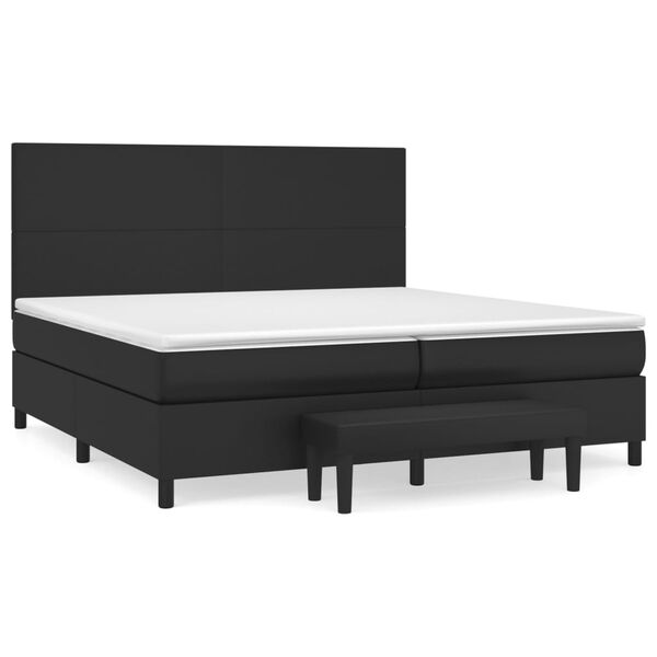 vidaXL Sommier &agrave; lattes de lit avec matelas Noir 200x200 cm Similicuir