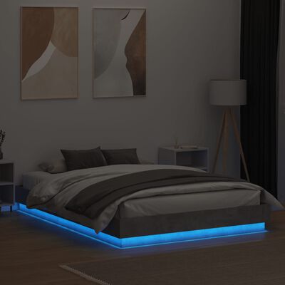 vidaXL Cadre de lit avec lumières LED gris béton 120x200 cm