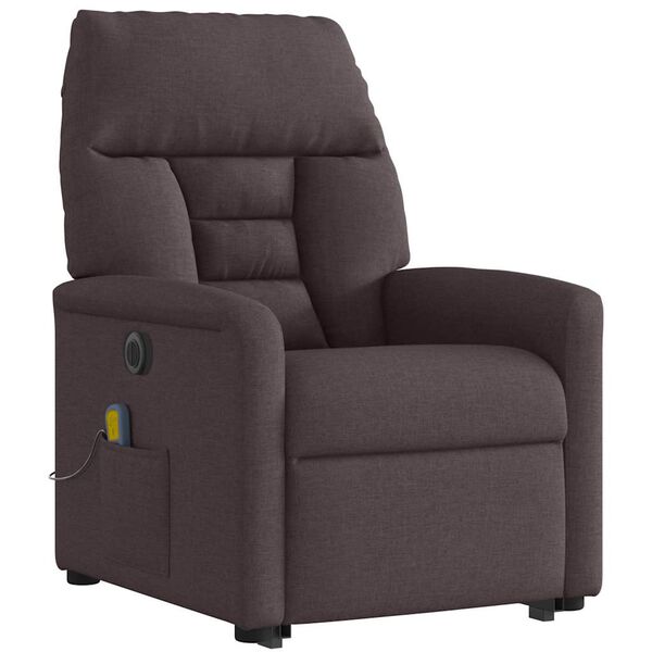 vidaXL Fauteuil inclinable de massage &eacute;lectrique Marron fonc&eacute; Tissu