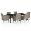 vidaXL Ensemble &agrave; manger de jardin coussins 7 pcs Beige/noir