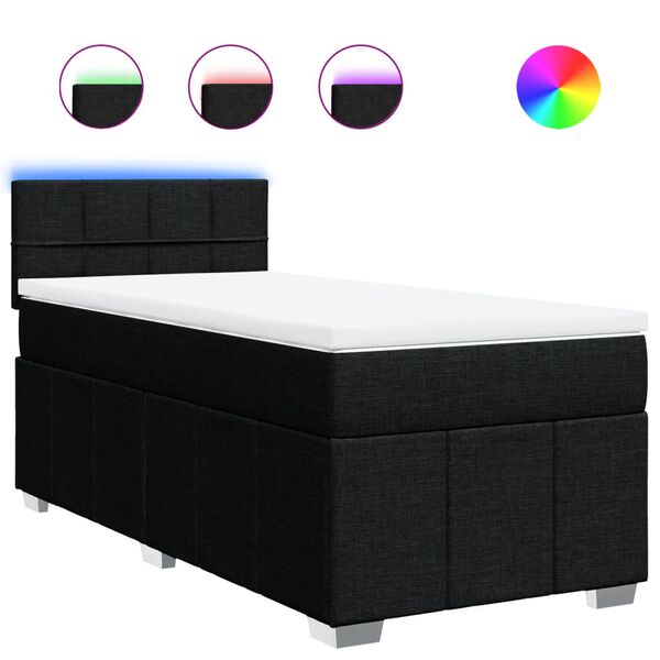 vidaXL Sommier &agrave; lattes de lit avec matelas Noir 90x190 cm Tissu