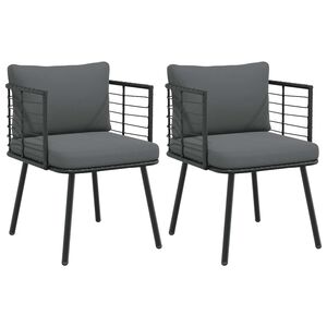 vidaXL Chaises de jardin lot de 2 avec coussins noir r&eacute;sine tress&eacute;e