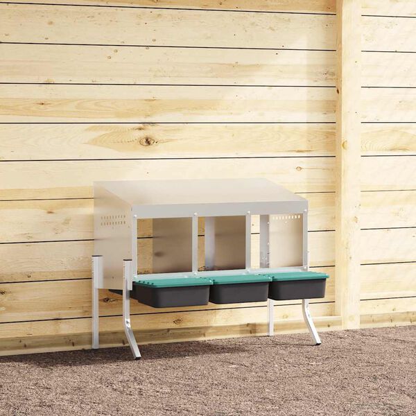 vidaXL Nichoir &agrave; poules3 compartiments avec pieds en acier galvanis&eacute;