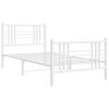 vidaXL Cadre de lit m&eacute;tal sans matelas et pied de lit blanc 100x190 cm