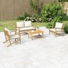 vidaXL Salon de jardin 4 pcs avec coussins blanc crème bambou