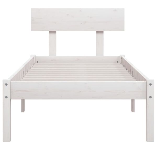 vidaXL Cadre de lit sans matelas blanc bois massif