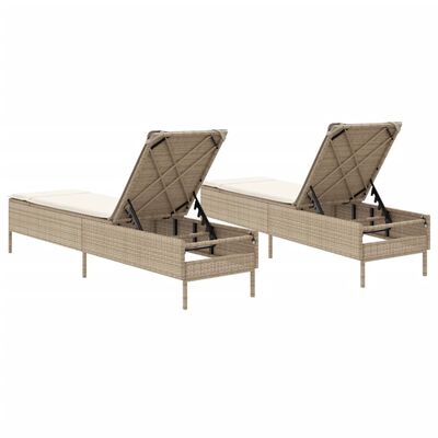 vidaXL Chaises longues avec coussins lot de 2 beige résine tressée