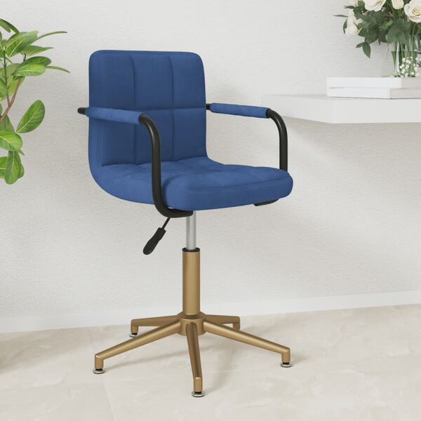 vidaXL Chaise pivotante de salle &agrave; manger Bleu Velours