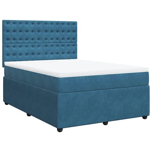 vidaXL Sommier &agrave; lattes de lit et matelas bleu 140x190 cm velours