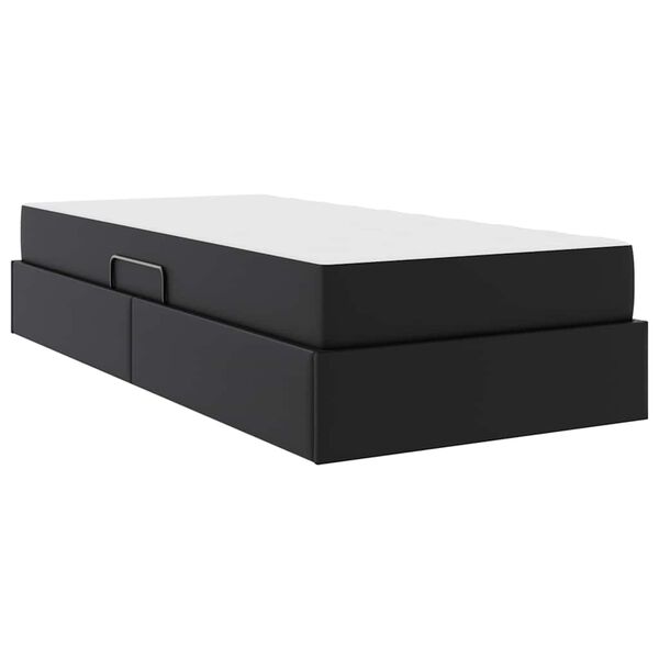 vidaXL Lit avec rangement et matelas avec matelas 2 pcs Noir Cuir