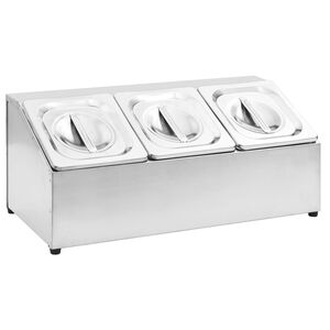 vidaXL R&eacute;cipient Gastronorm avec 3 bacs GN 1/6 Acier inoxydable