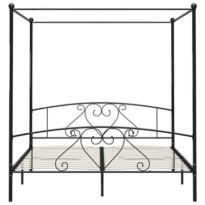 vidaXL Cadre de lit sans matelas avec baldaquin noir 180x200 cm métal