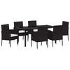 vidaXL Ensemble de salle &agrave; manger pour jardin 7 pcs Noir polyrotin