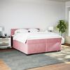 vidaXL Sommier &agrave; lattes de lit avec matelas Rose 200x200 cm Velours